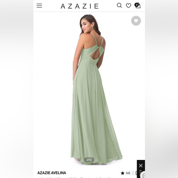 Bridesmaid dress from Azazie. Color is Agave. Chiffon fabric floor length dress - Picture 2 of 3